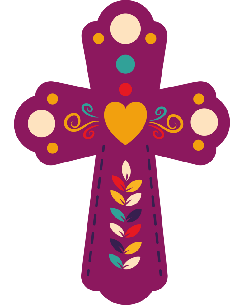A cross with colorful designs on it png