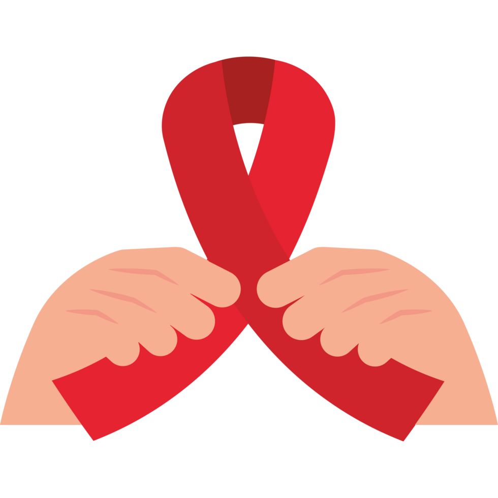 Hands holding a red ribbon png