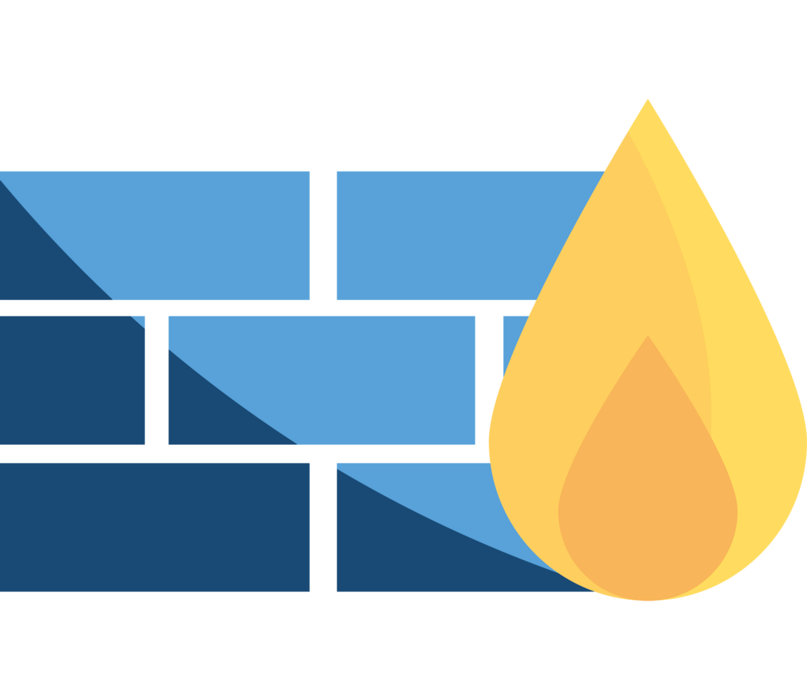 A fire and a brick wall with a flame png
