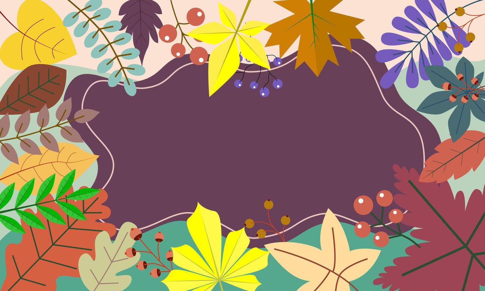 Colorful Autumn fall leaves floral background illustration vector