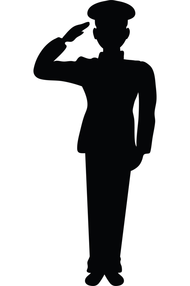 A silhouette of a man saluting png
