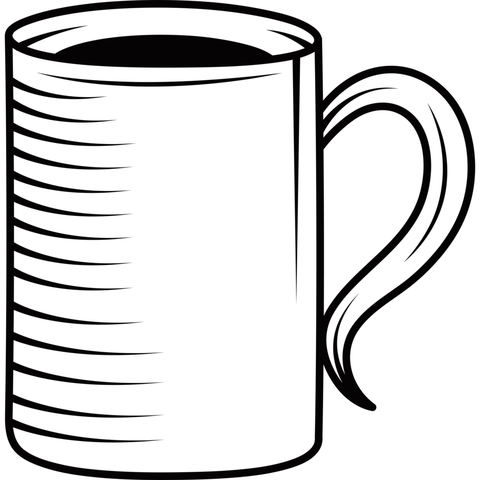 A black and white mug with a handle png