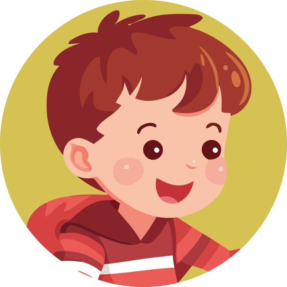 A cartoon boy with brown hair and a red shirt png