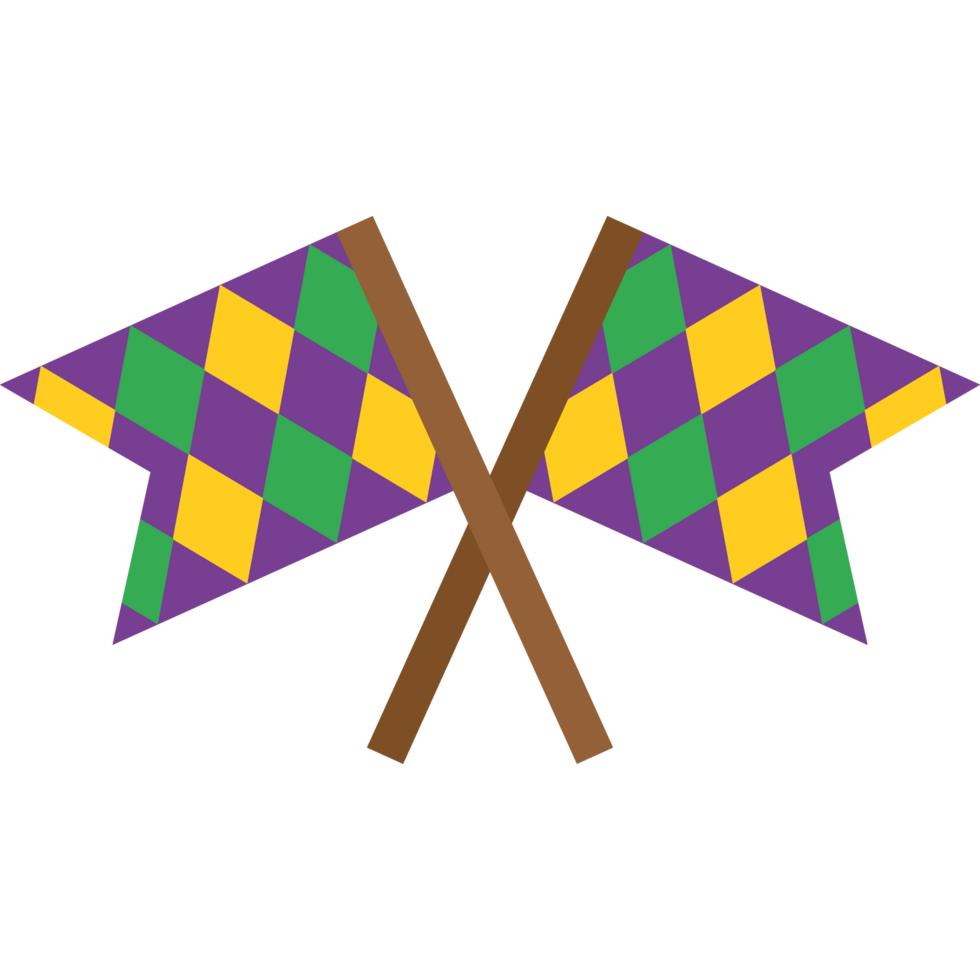 Two crossed flags with purple and green checkered flags png