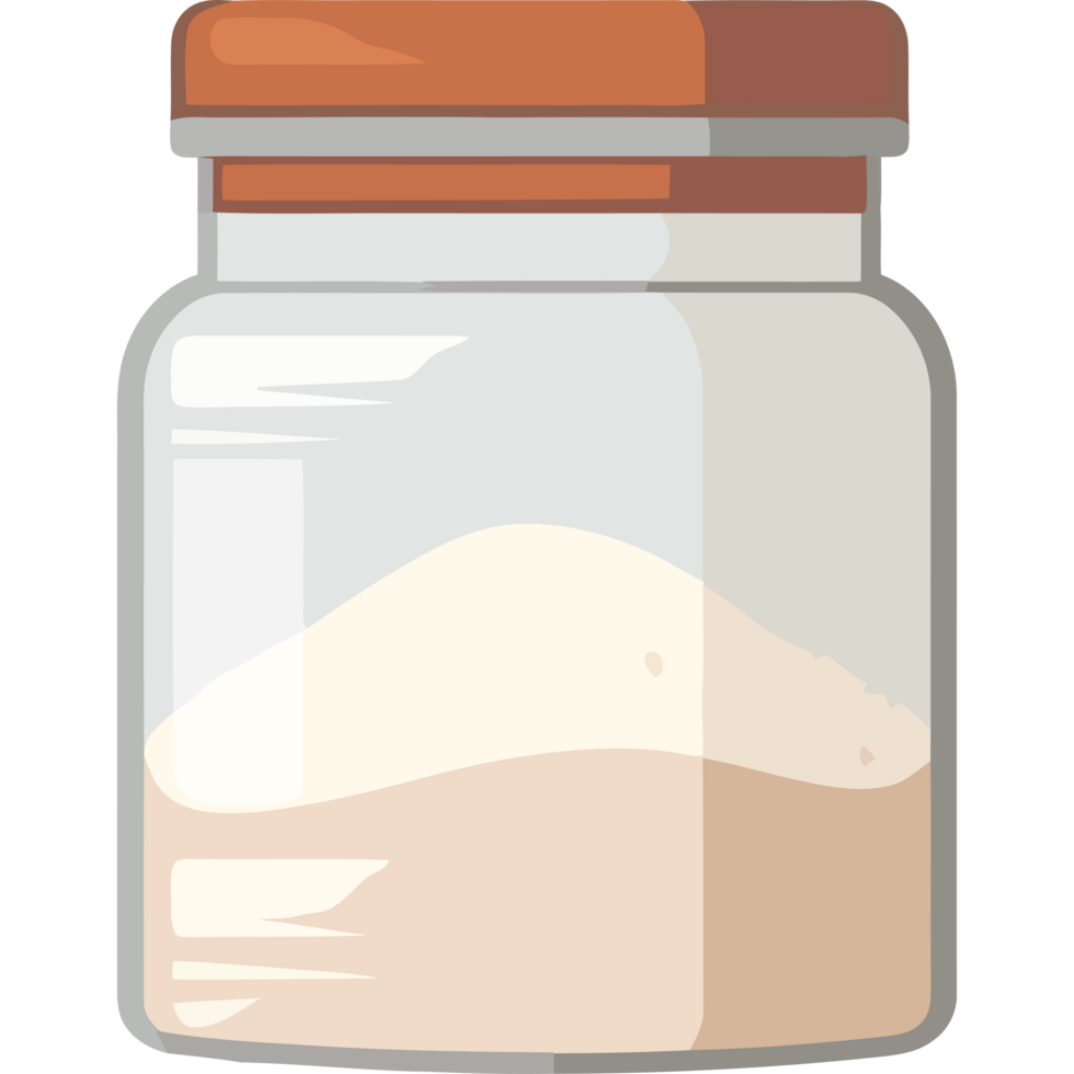 A jar of flour with a brown lid png