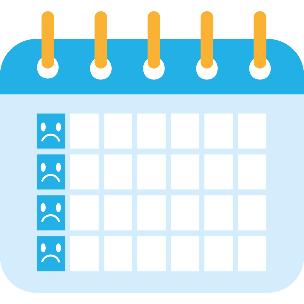 A calendar with a smiley face on it png