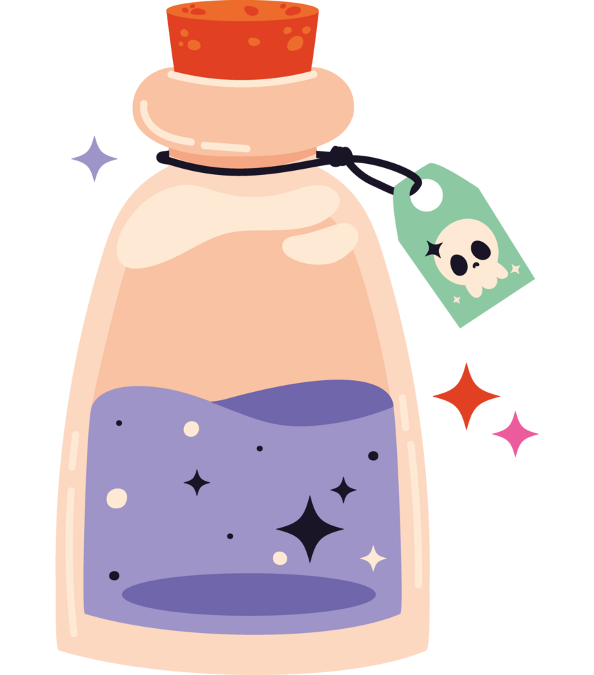 A bottle with a skull and a skull inside png