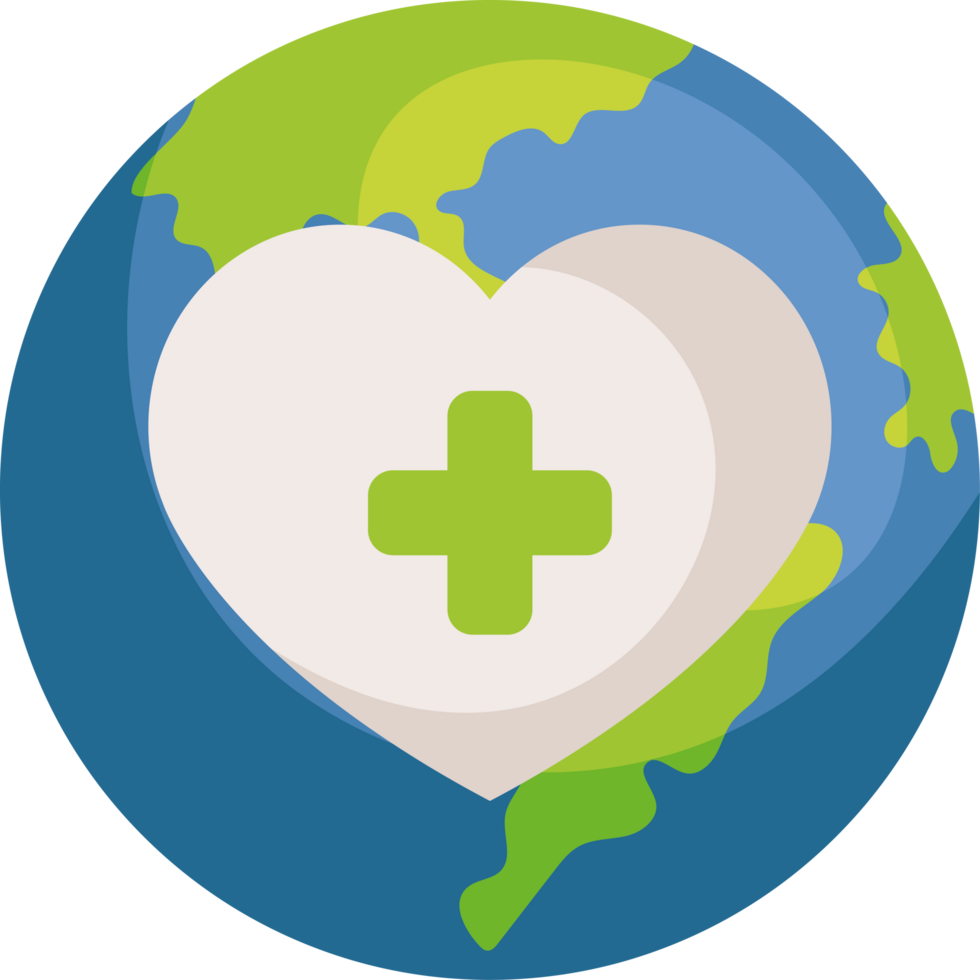A globe with a cross and a heart png