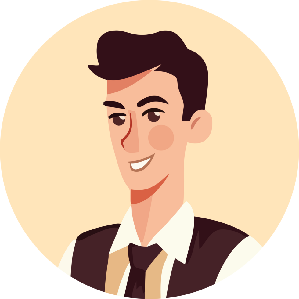 A cartoon man in a suit and tie png