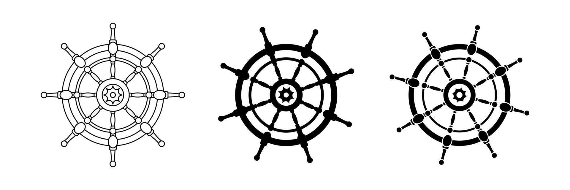 boat steering wheel icon set. vintage design isolated on white background vector
