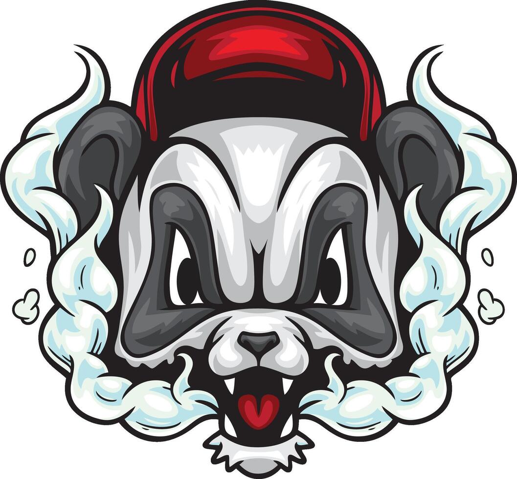 Panda Smoking Cartoon Illustration vector