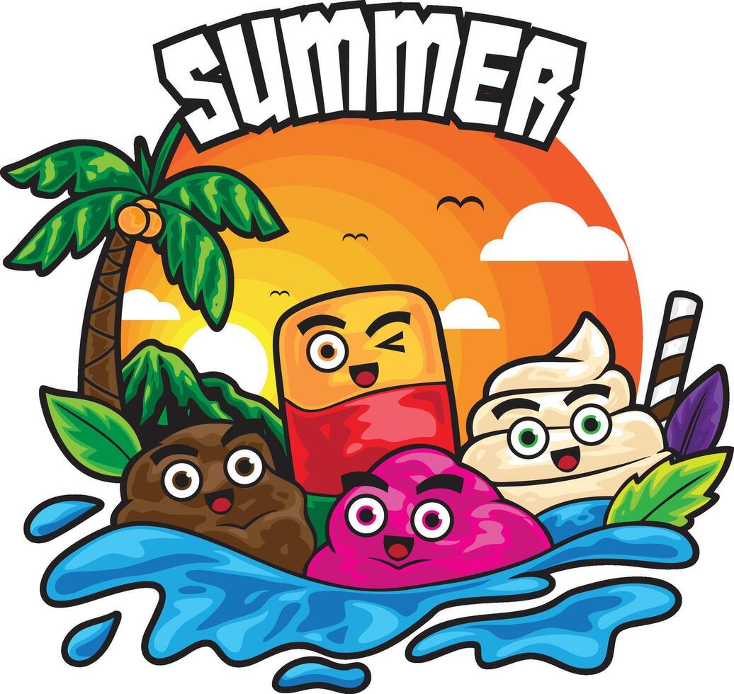 Ice Cream Summer Illustration vector