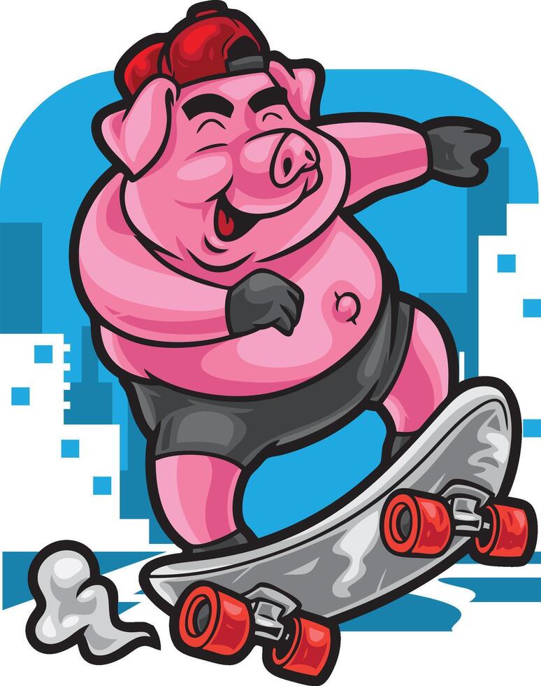 Skater Pig Illustration vector