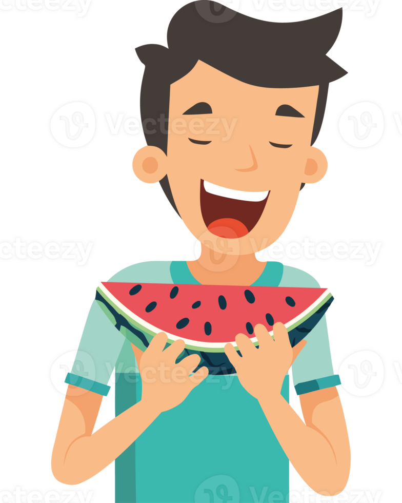A man is holding a watermelon in his hand png