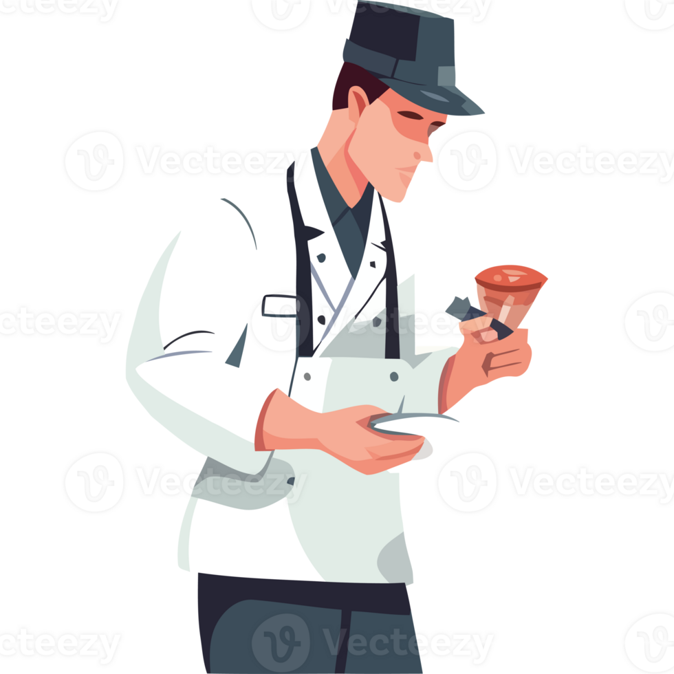A chef holding a plate with food png
