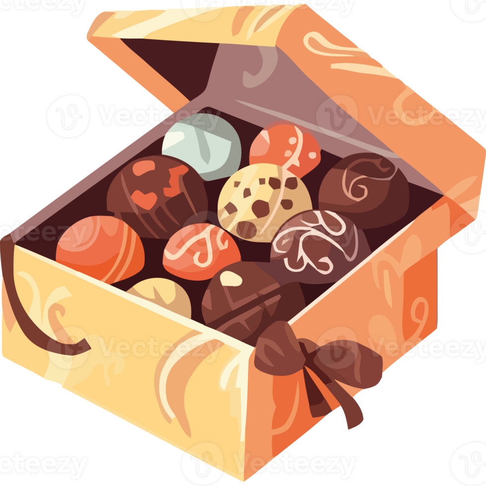 A box filled with chocolates and candies png
