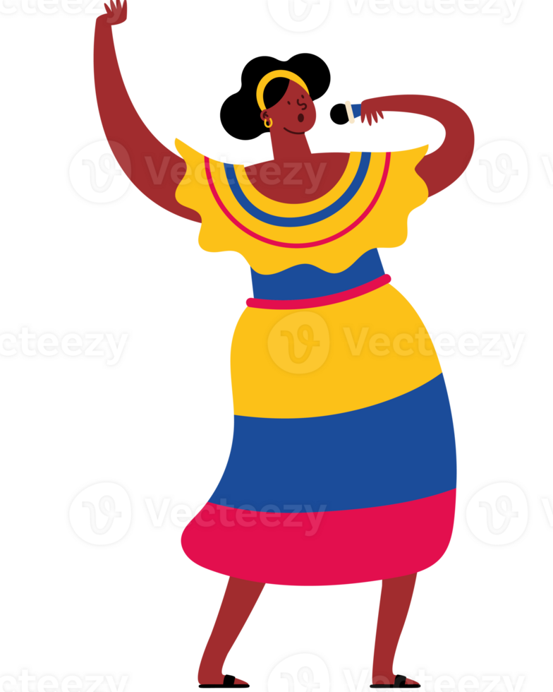 A woman in a colorful dress dancing png