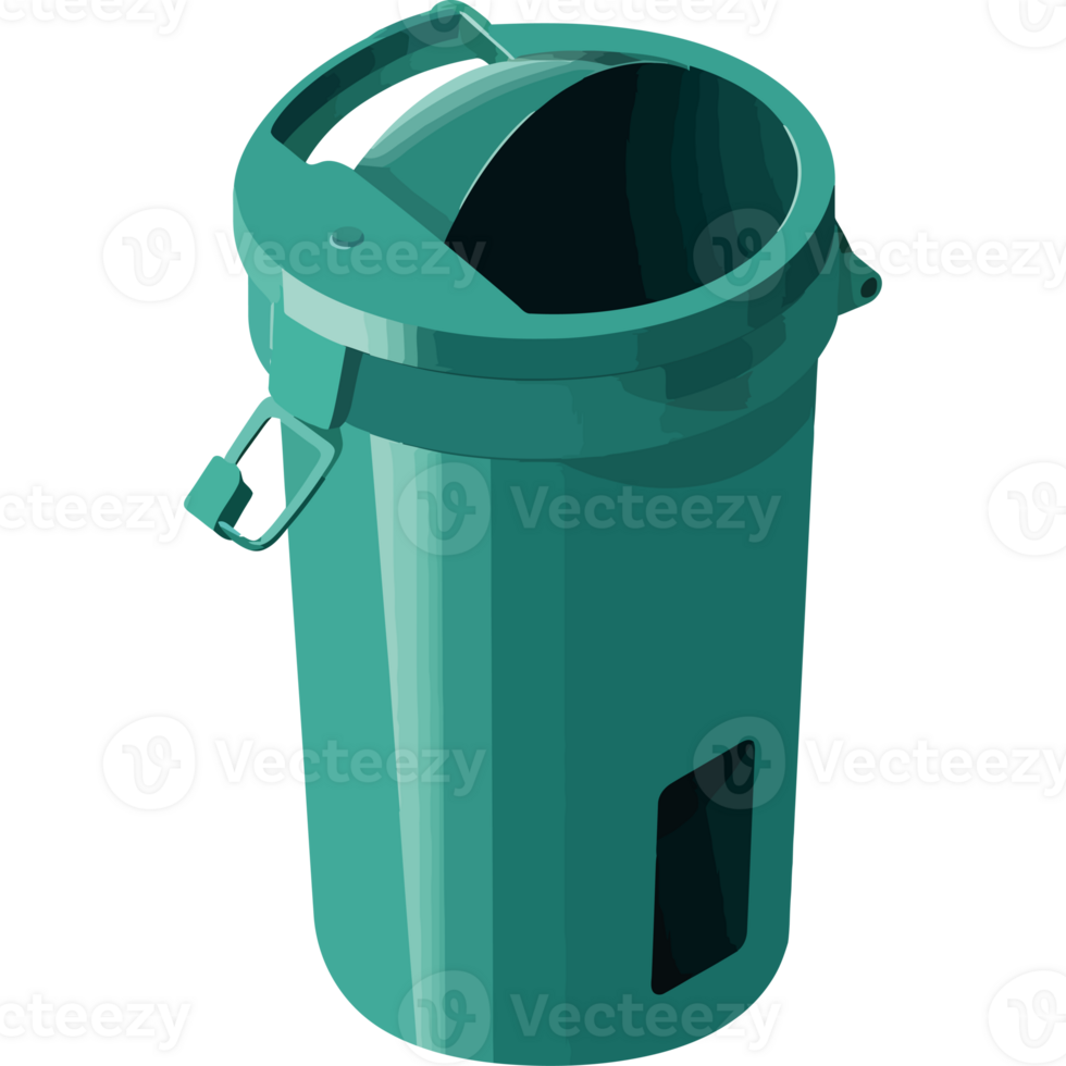 A green trash can with a lid on it png