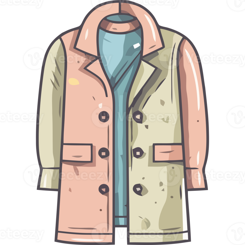 An illustration of a coat with a blue shirt png