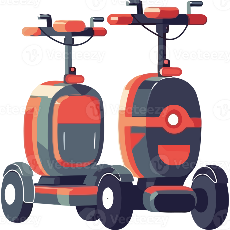 Two scooters with wheels and a handlebar png