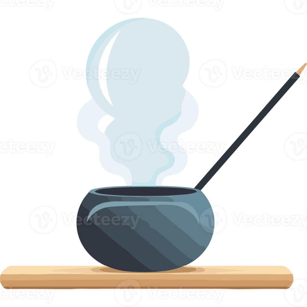 A pot with a stick and a bowl of steam png