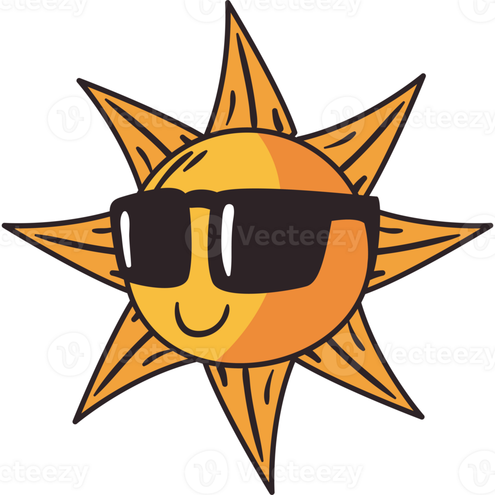 Sun with sunglasses clipart png