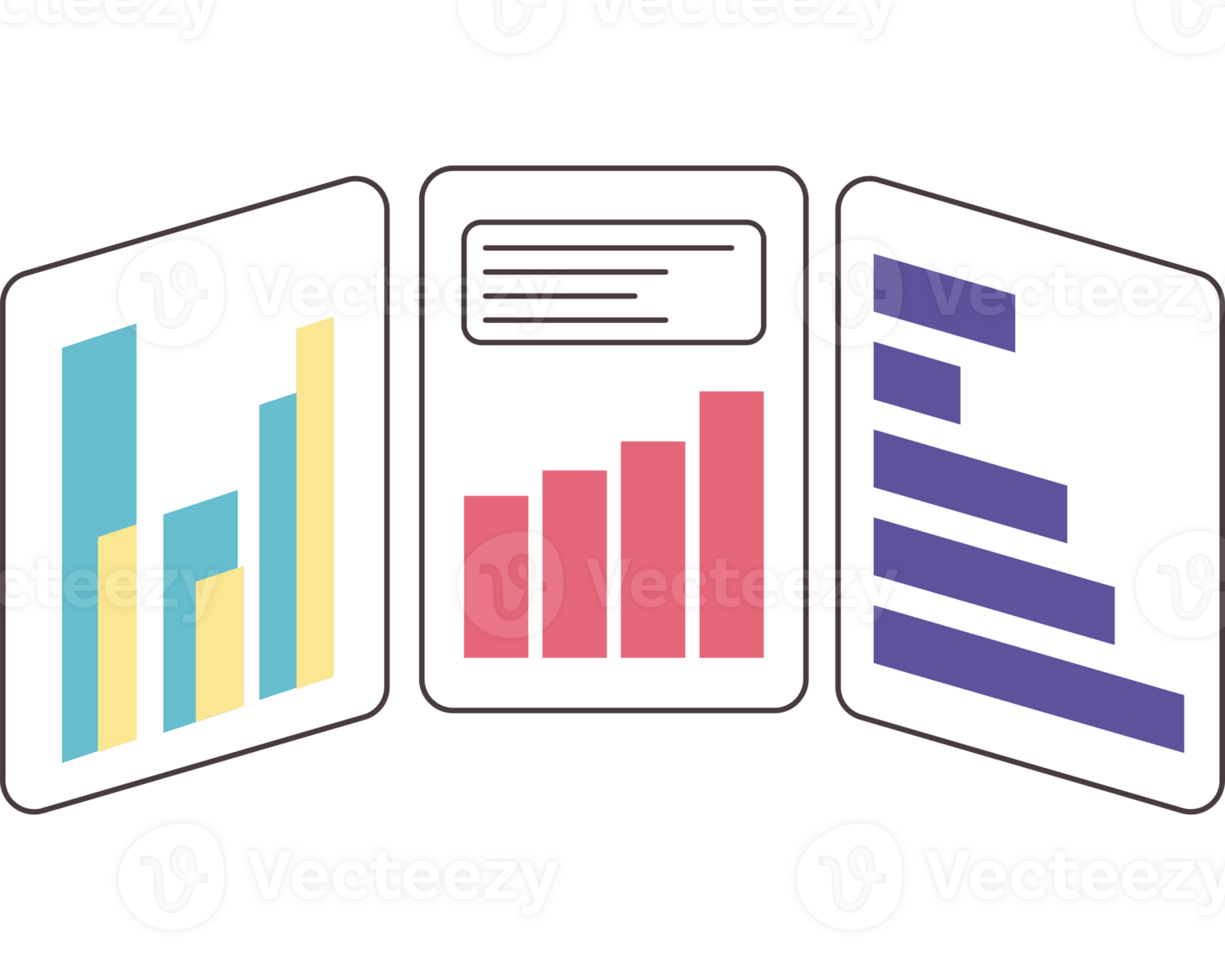Three different types of graphs and charts png