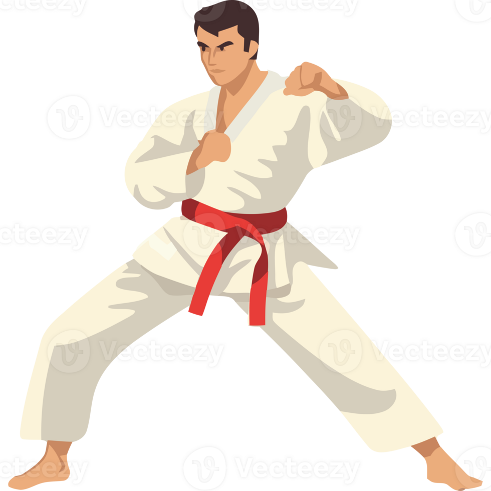 Karate man with red belt png