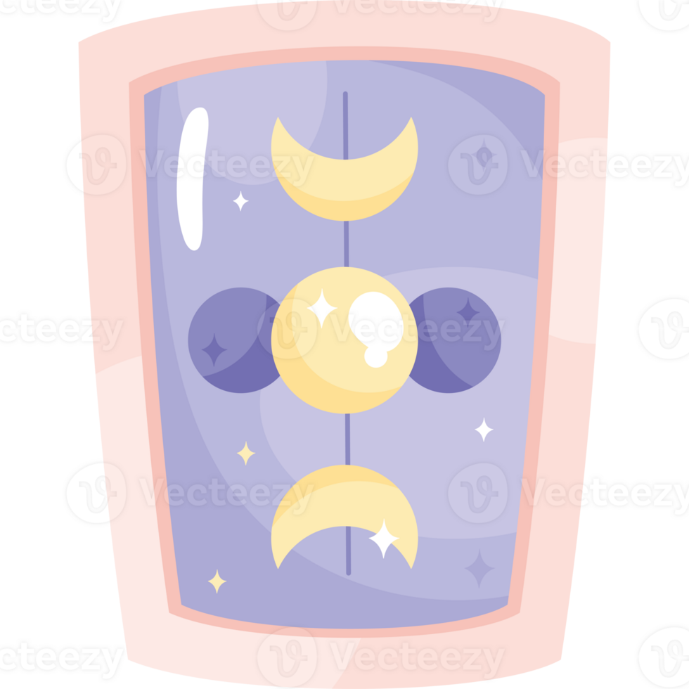 A purple card with three moons and a star png
