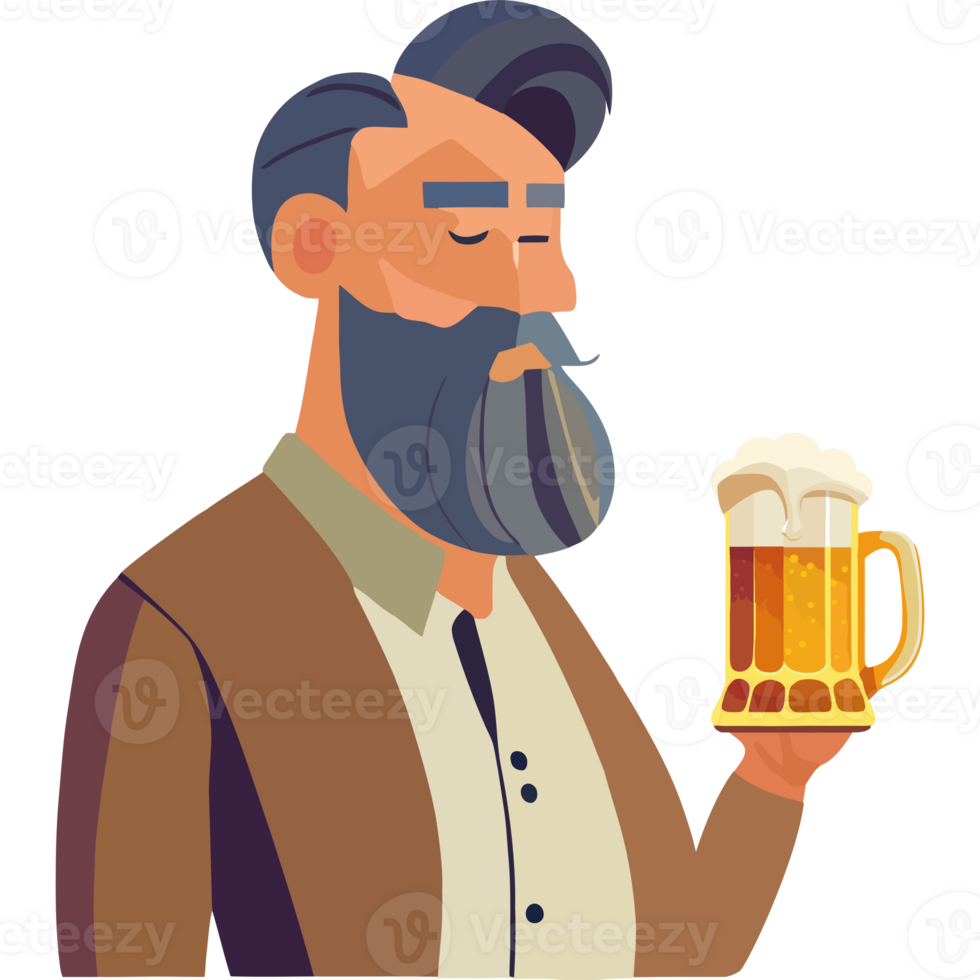A man with a beard and a beer mug png