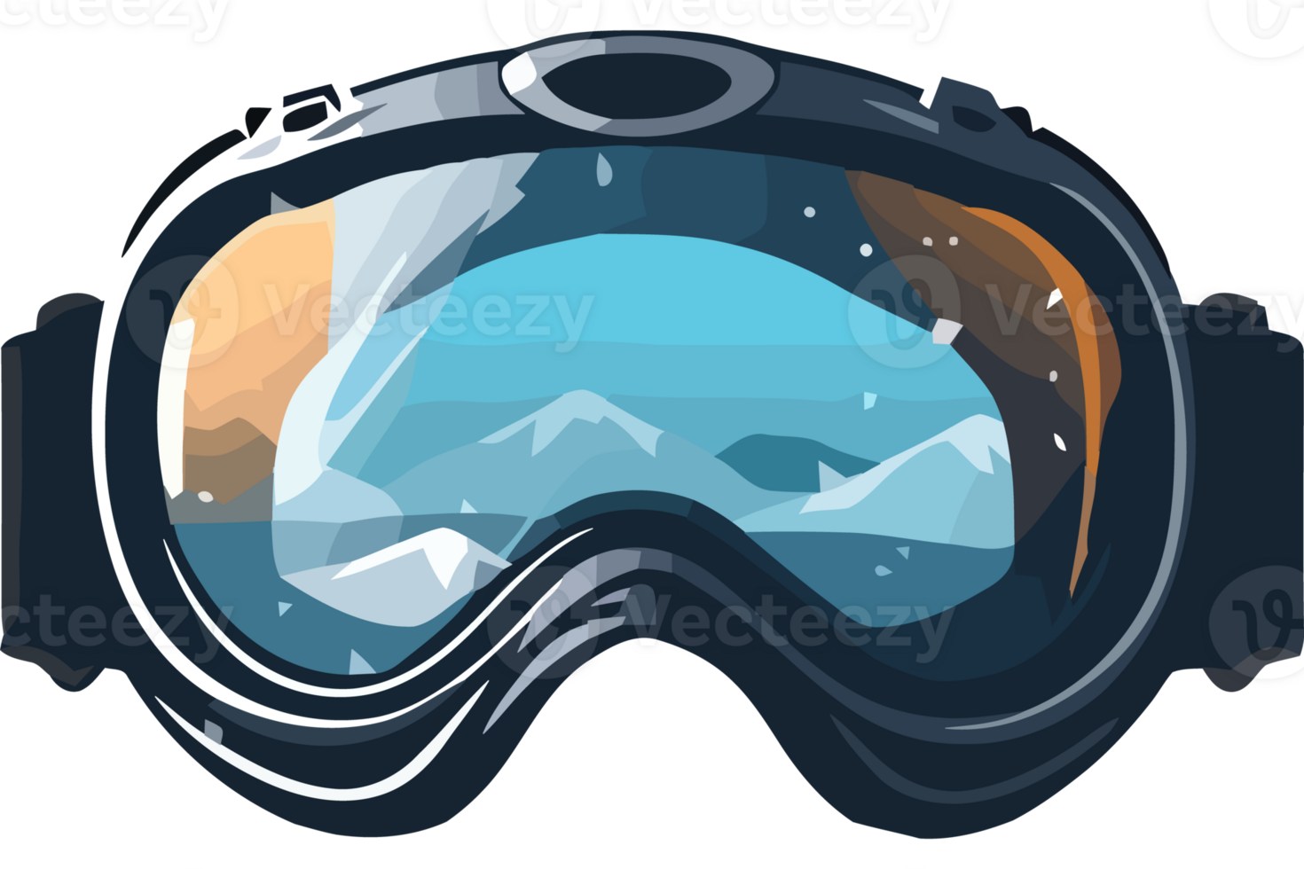 An image of a ski mask with snow and mountains png