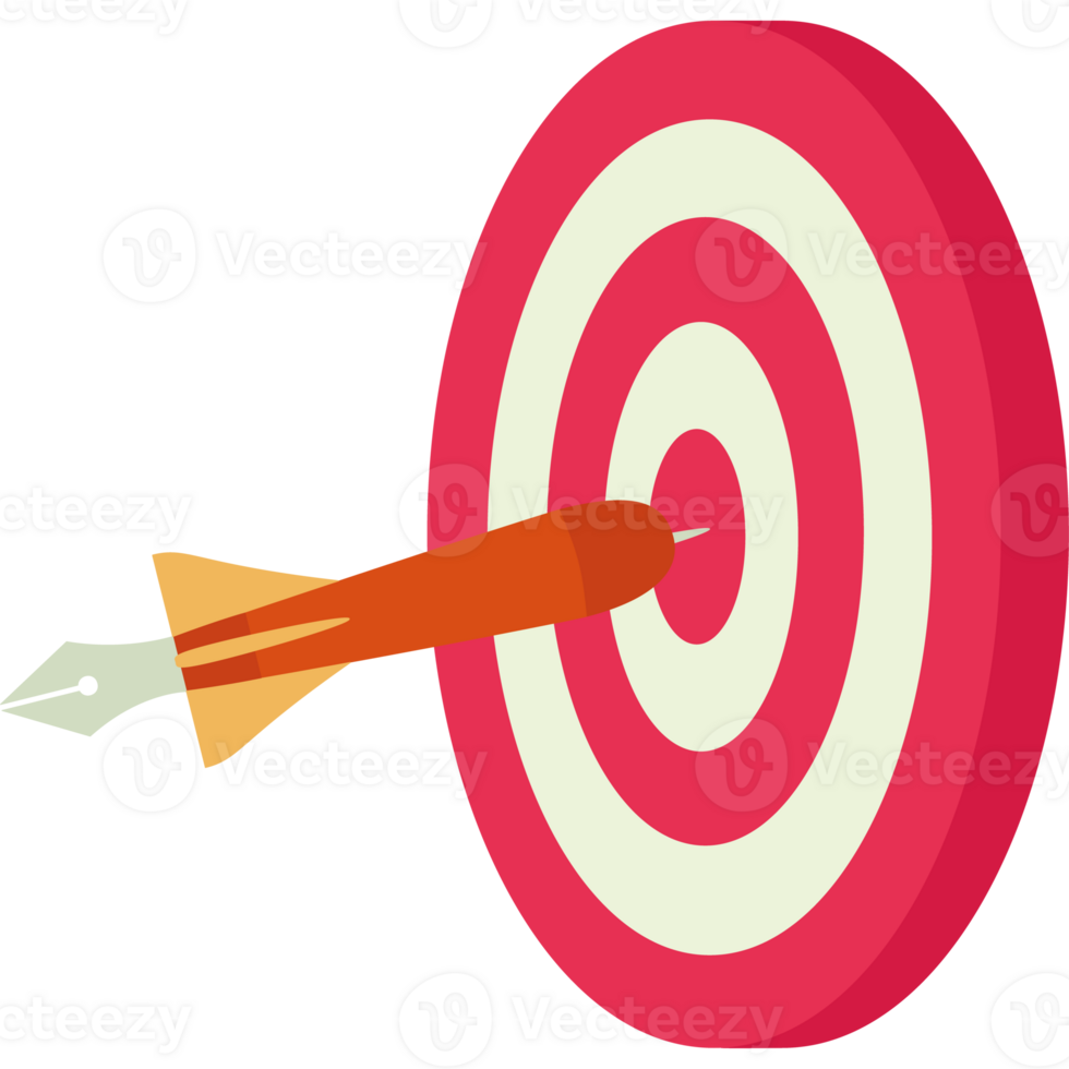 A red and white dart hitting a target png