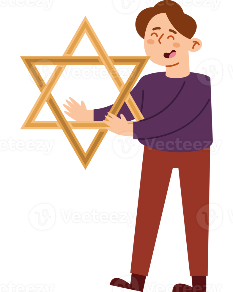 A man holding a star of david png