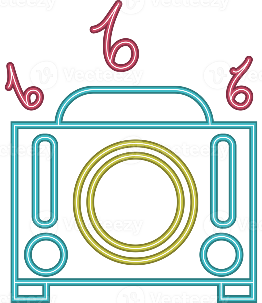 A neon sign with a radio and music notes png