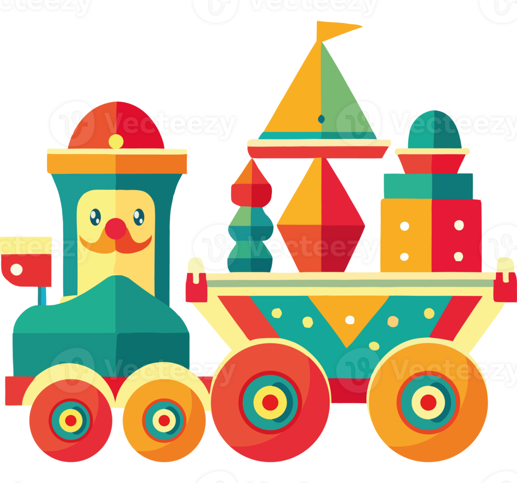A cartoon train with a clown on it png