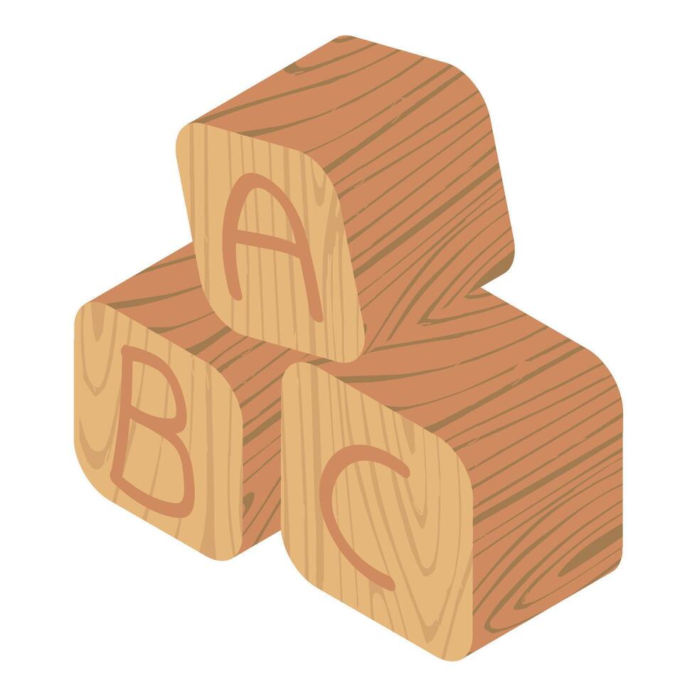 Wooden blocks toy with the letters vector
