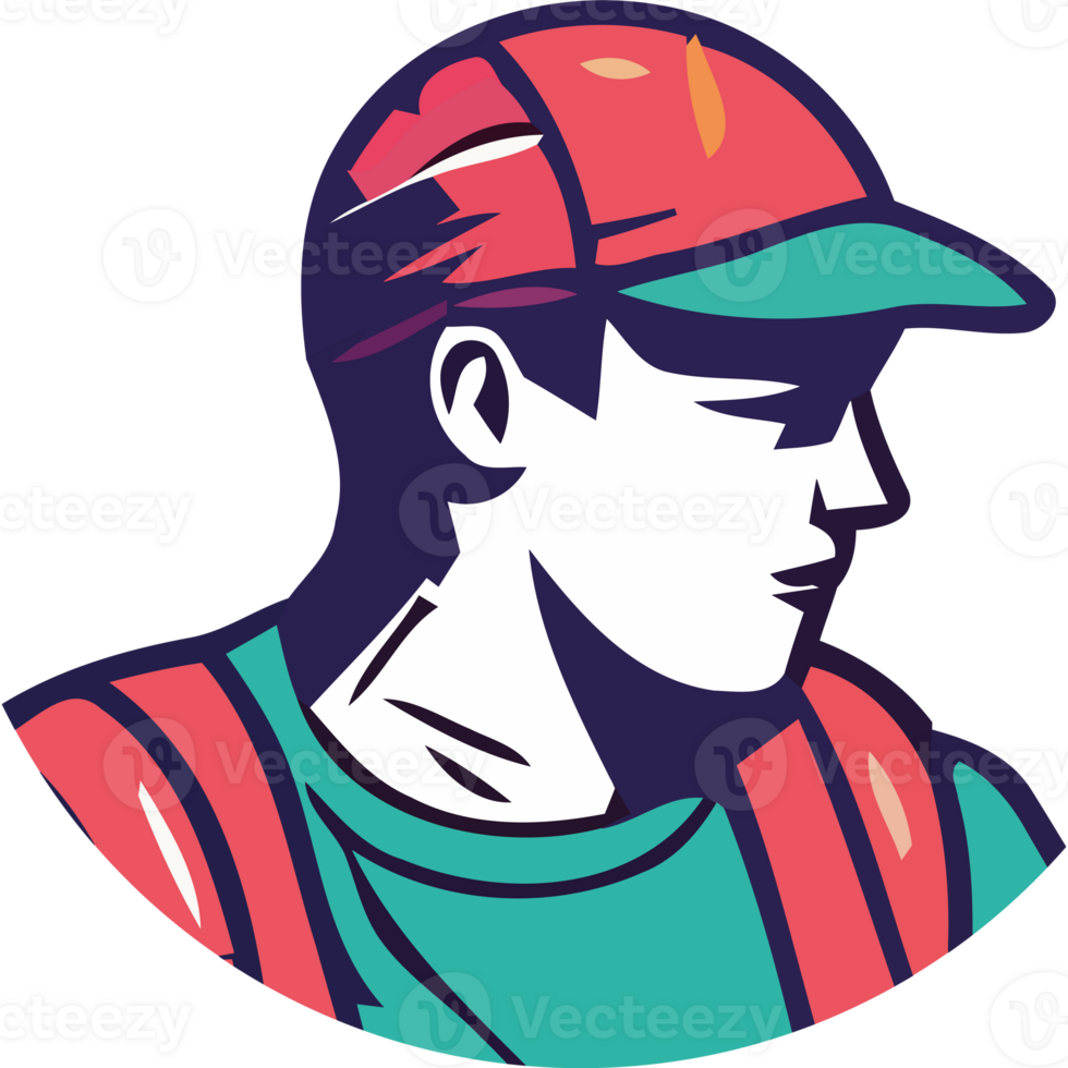 A man in a red cap and green shirt png