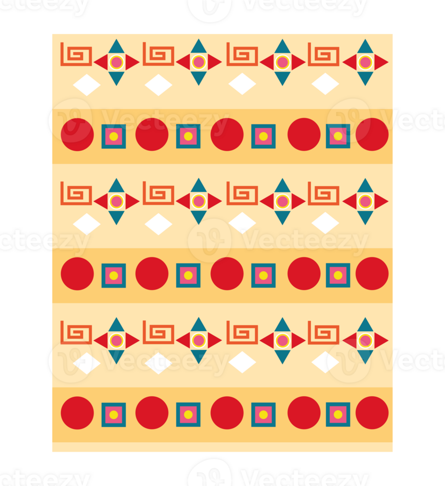 A colorful pattern with geometric shapes on a yellow background png