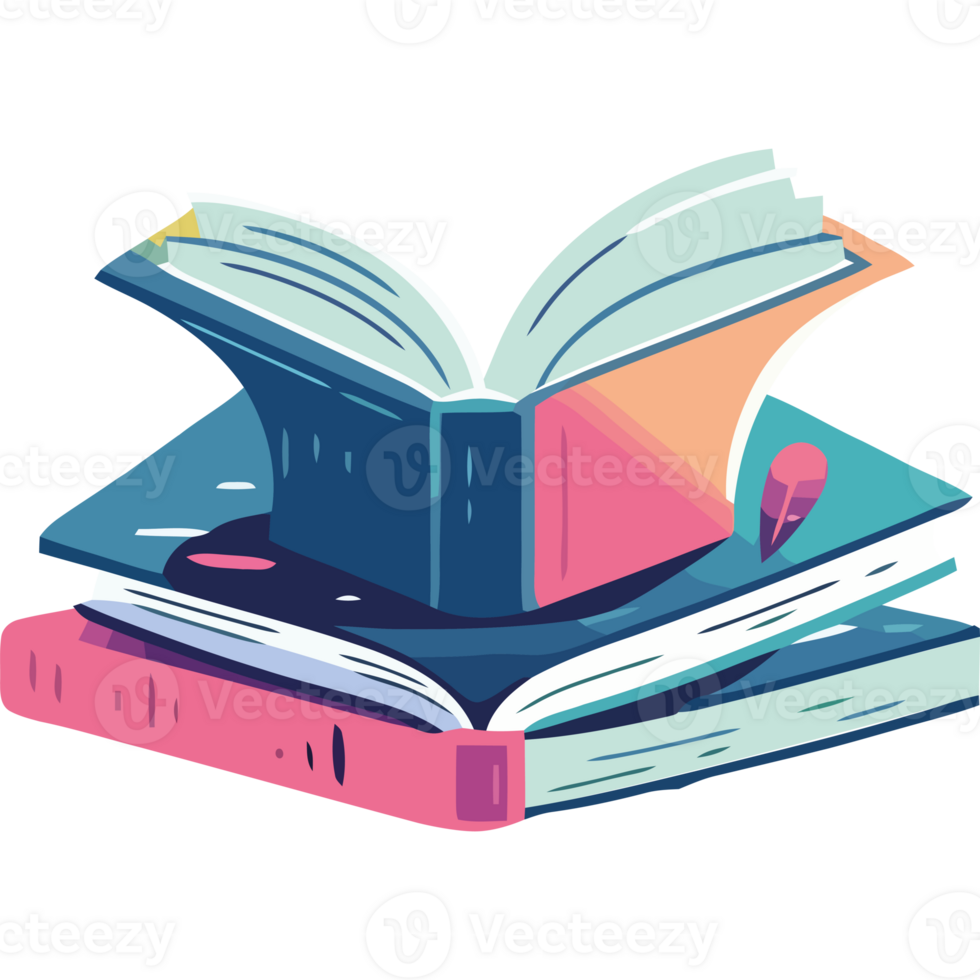 An open book with a pencil on top of it png