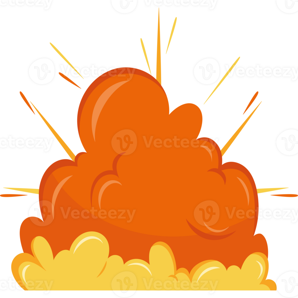 An orange explosion with a cloud of smoke png