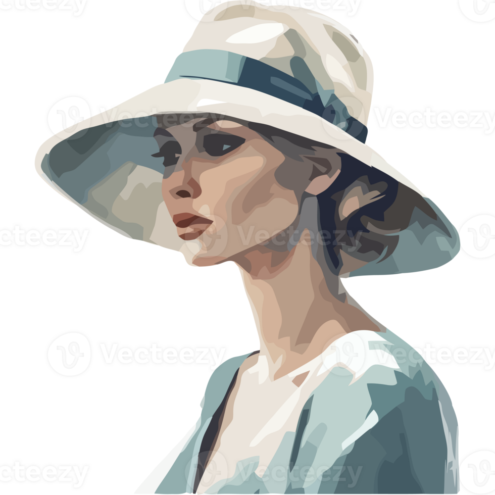 A woman in a hat is shown in this illustration png