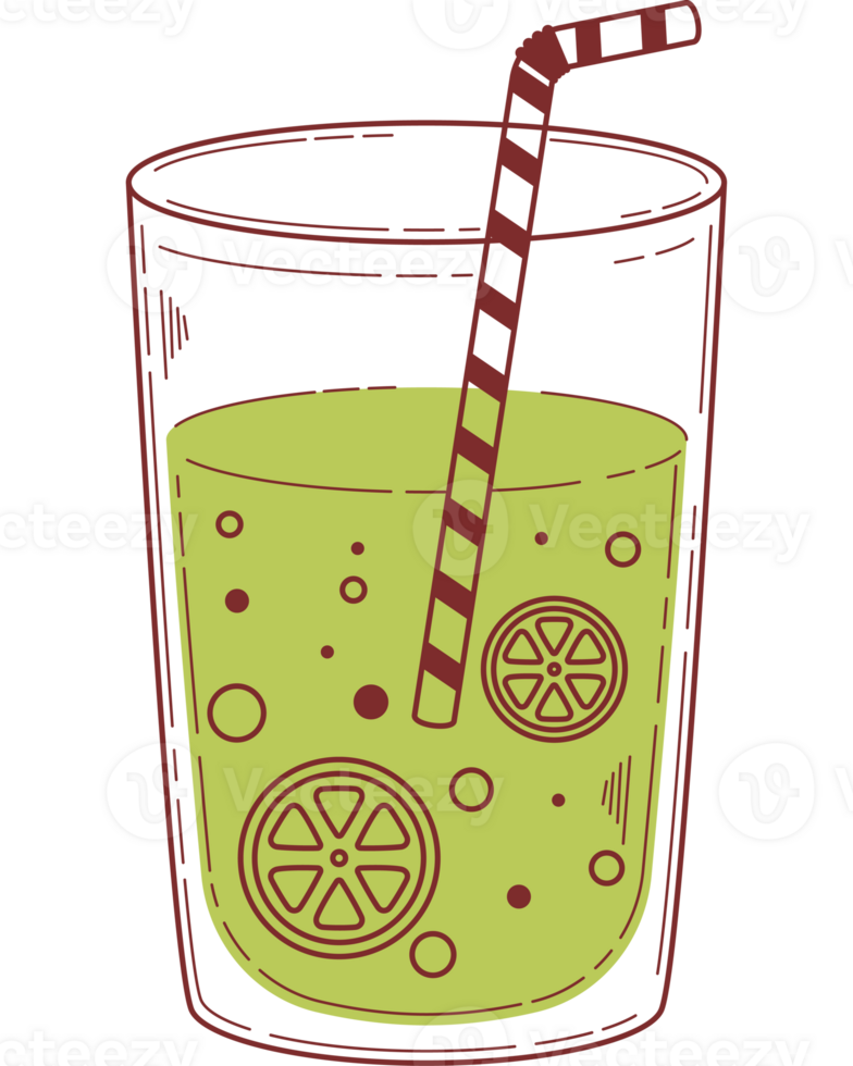 A glass of lemonade with a straw png