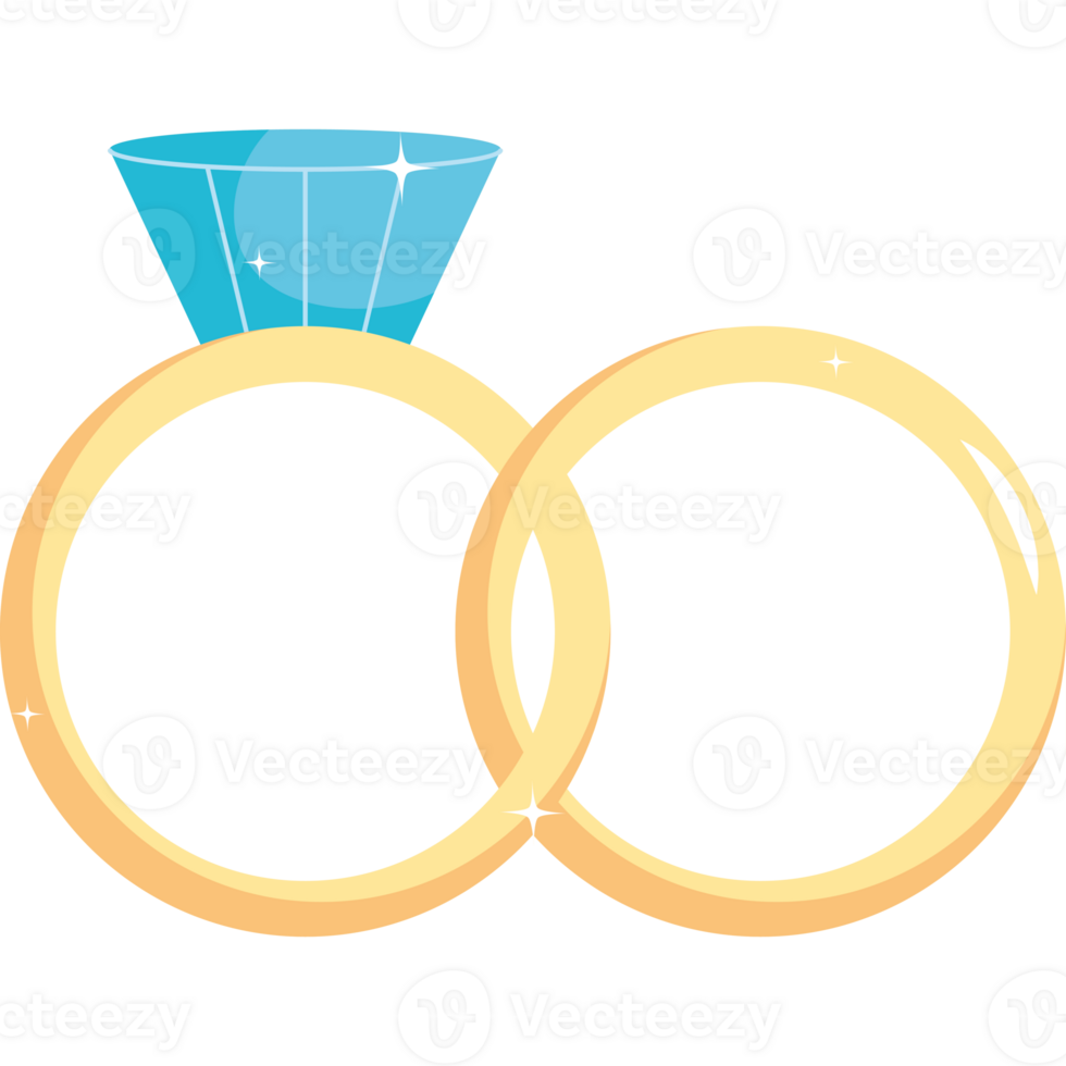 Two wedding rings with a diamond on each png
