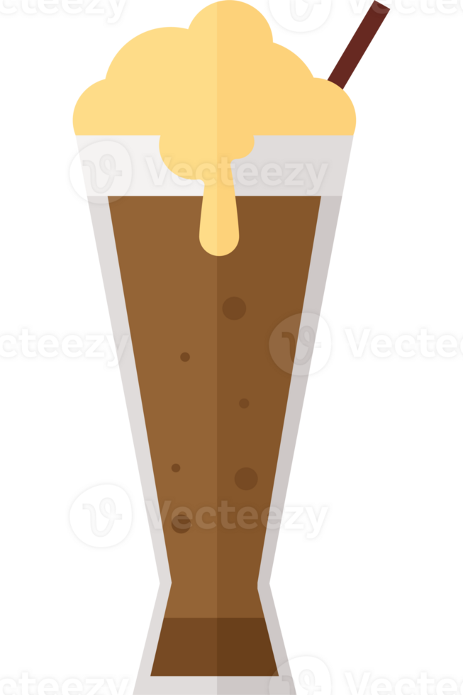 An ice cream sundae with a straw png
