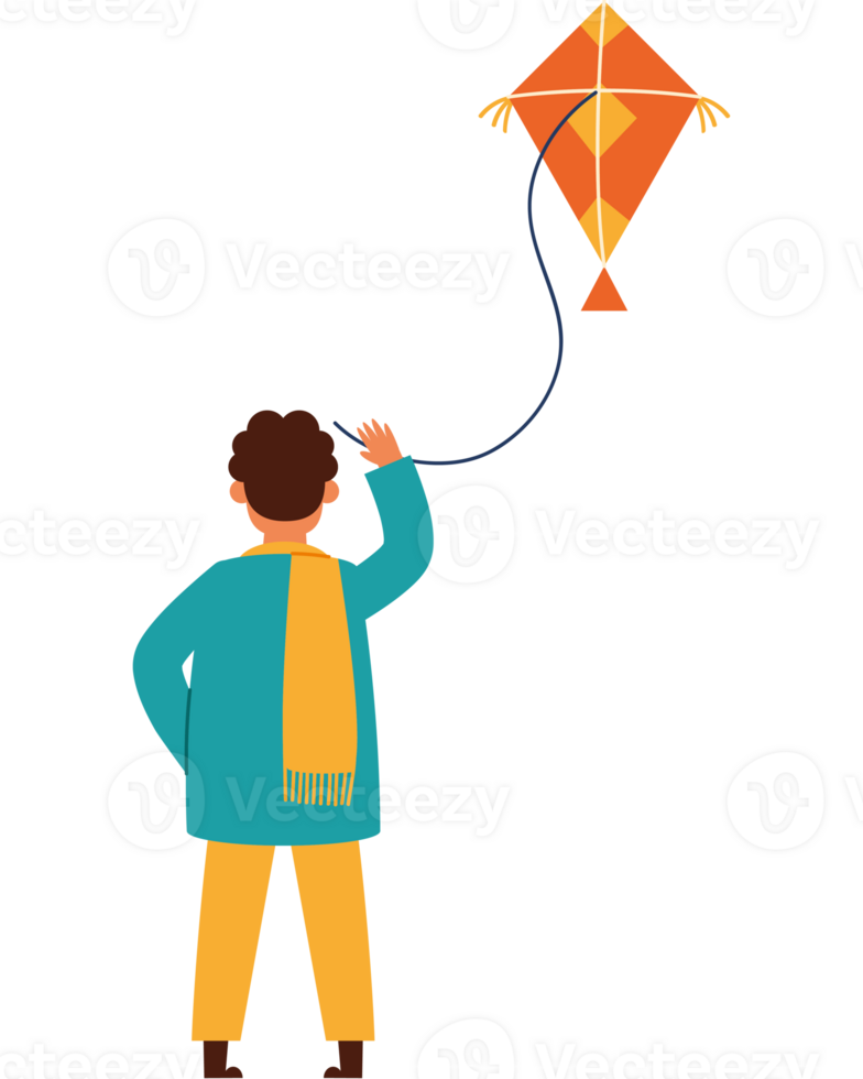 A man is flying a kite with a string png