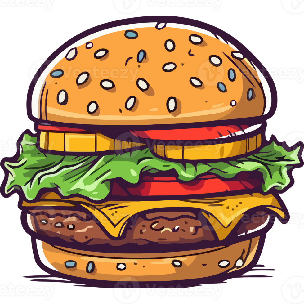 A hamburger with lettuce and cheese on it png