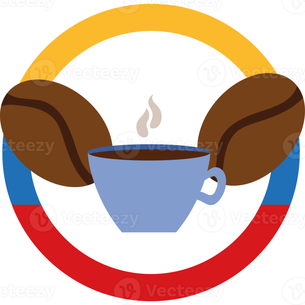A coffee cup with two beans and a coffee bean png