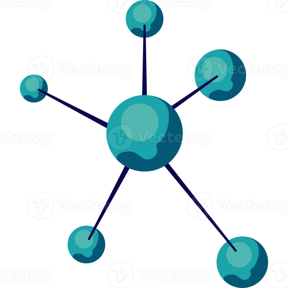 An illustration of a molecule with four spheres png