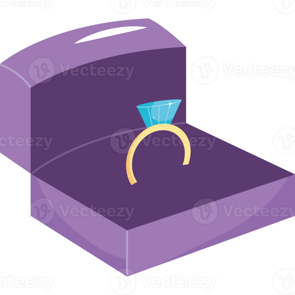 An engagement ring in a purple box png