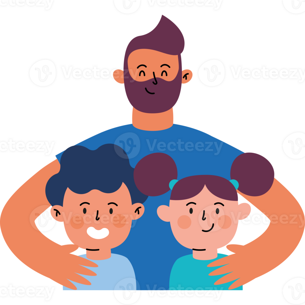 Father and children with a beard png